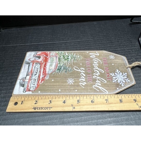 Christmas House Sign It's the Most wonderful Time of the Year Red Car Wall Decor - Picture 6 of 9